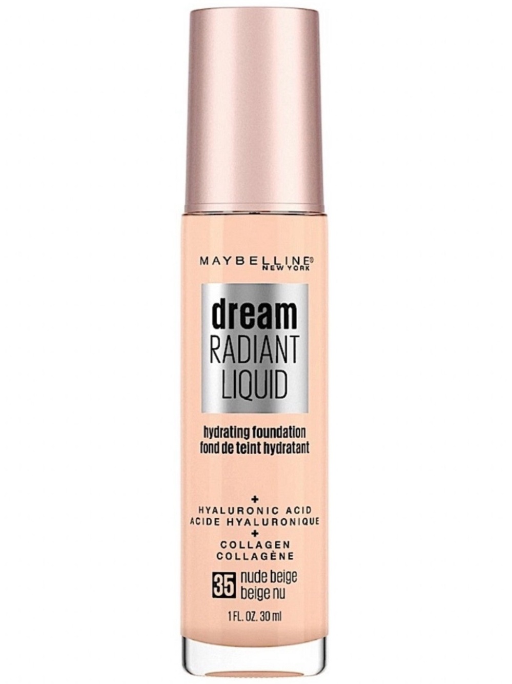 Maybelline 35 Nude Beige Dream Radiant Liquid Hydrating Foundation 1oz